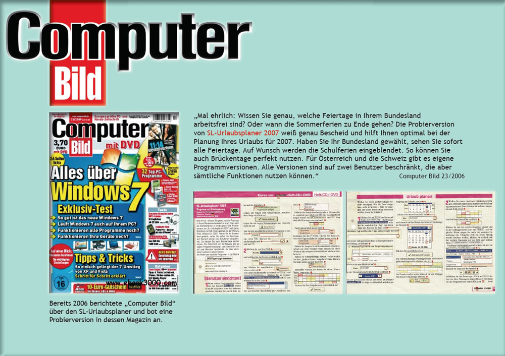 ComputerBild stellt den SL-Urlaubsplaner vor - Heft 23/2006